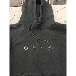 Obey Worldwide Men’s Embroidered Logo Hoodie Black Large